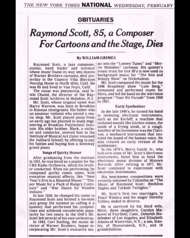 Death of Raymond Scott at 85: Remembering a Musical Legend