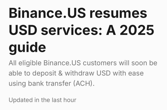 JUST IN: Binance US Shocks Market by Resuming USD Transactions!