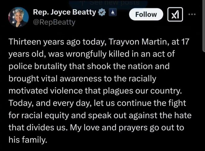 Rep. Beatty Deletes Controversial Trayvon Martin Post!