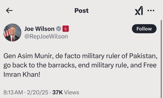 Rep. Joe Wilson Sparks Outrage: End Pakistan's Military Rule Now!