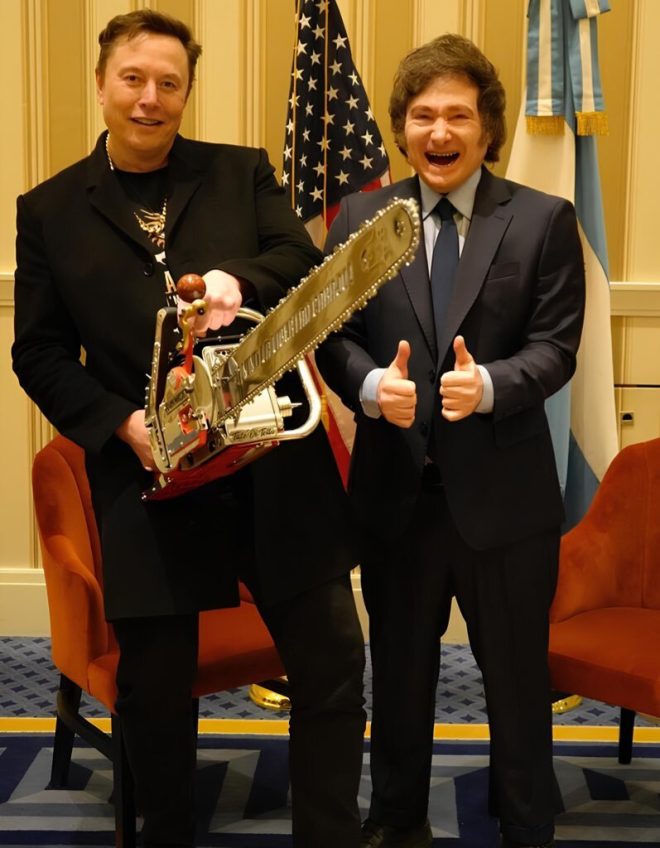 SAVAGE! Argentina President Gifts Elon Musk a DOGE CHAINSAW!