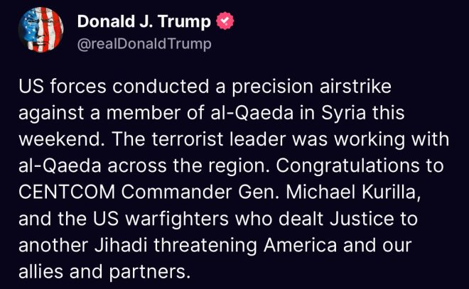 Trump Claims U.S. Forces Kill Al-Qaeda Leader in Syria!
