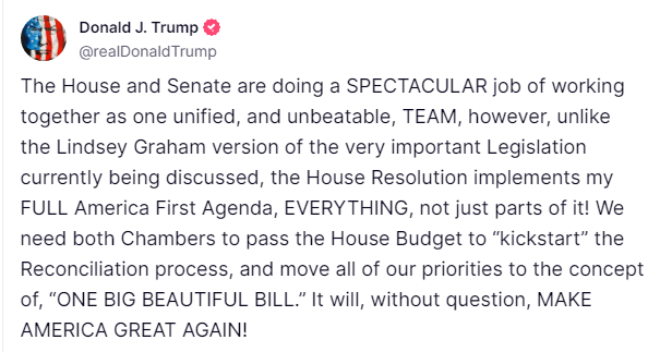 🚨 Trump Defies Graham, Backs House Spending Bill Over Senate!