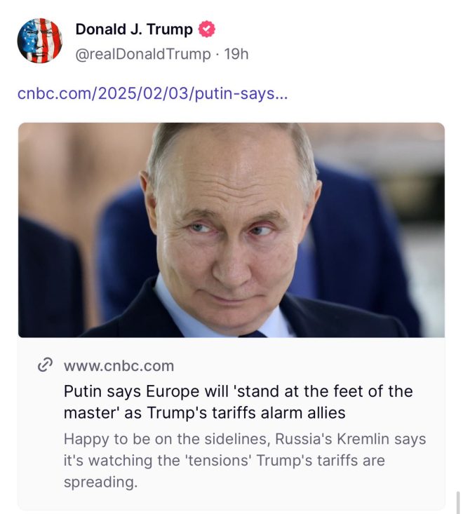 Trump Echoes Putin: Europe to Bow Before "Master" President?