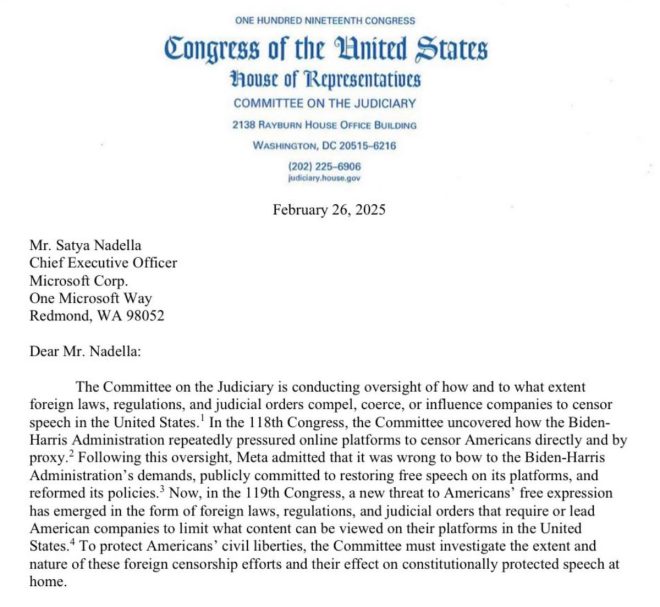 US House Subpoenas Tech Giants Over Alleged Foreign Censorship!