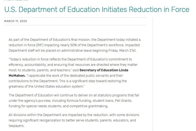 BREAKING: Dept. of Education Slashes Half Its Workforce!