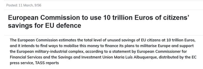 BREAKING: EU to Seize €10 Trillion from Citizens for Defense!