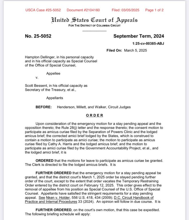 BREAKING: Ethics Watchdog Dellinger Ousted by DC Circuit!