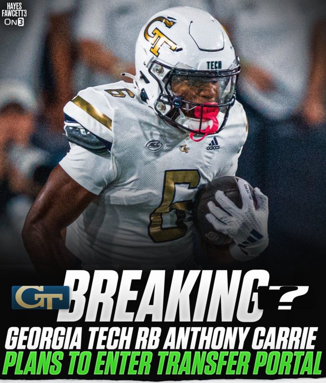BREAKING: Georgia Tech Freshman RB Anthony Carrie Enters Portal!
