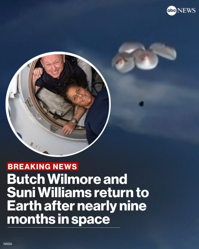 BREAKING: NASA Astronauts Butch Wilmore and Suni Williams Splash Down off Florida Coast After Record-Breaking Nine Months in Space!