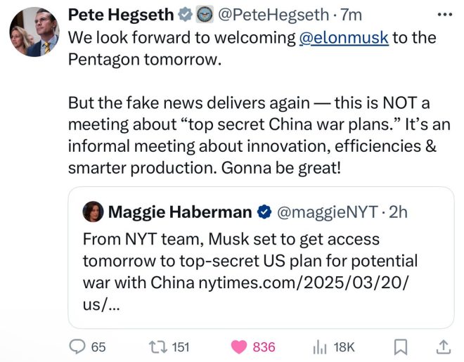BREAKING: Pete Hegseth Blasts Fake News, Musk to Visit Pentagon!