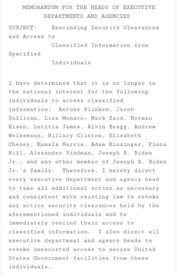 🚨BREAKING: Trump Revokes Security Clearances of Key Figures!