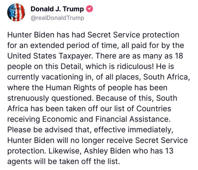 BREAKING: Trump Strips Hunter & Ashley Biden of Secret Service!