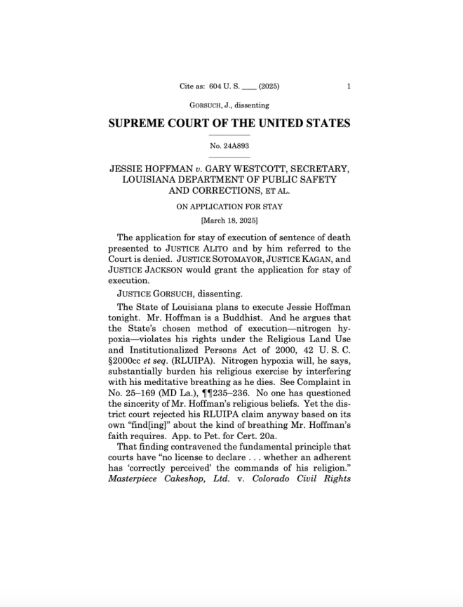 BREAKING: U.S. Supreme Court Denies Stay of Execution for Jessie Hoffman, Sparks Outrage among Justices! #DeathPenaltyDebate