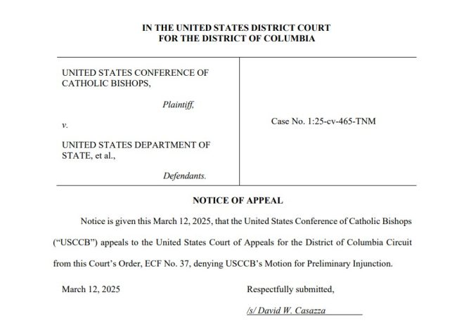 🚨🚨BREAKING: USCCB Appeals Denial on Refugee Contract Ruling!