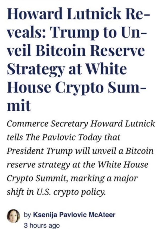 BREAKING: White House to Unveil Bitcoin Reserve Strategy!
