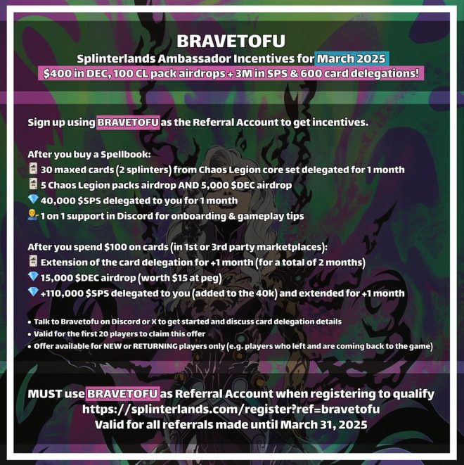 Cards
π Exclusive NFTs
π° $25 in DEC
Don't miss out on this epic deal! Join the @splinterlands craze now! #crypto #gaming #NFTs π₯π