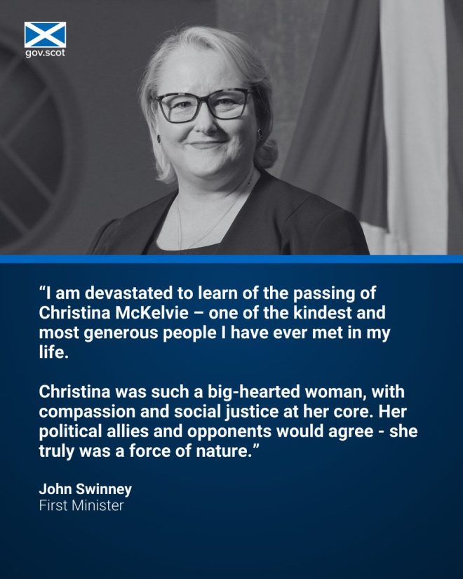 Death of Christina McKelvie: Tribute from First Minister Swinney