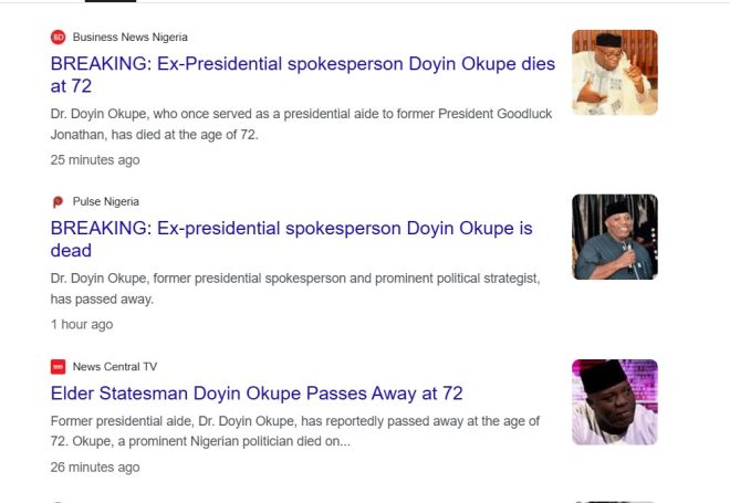 Death of Dr. Doyin Okupe, Ex-Presidential Aide, at 72