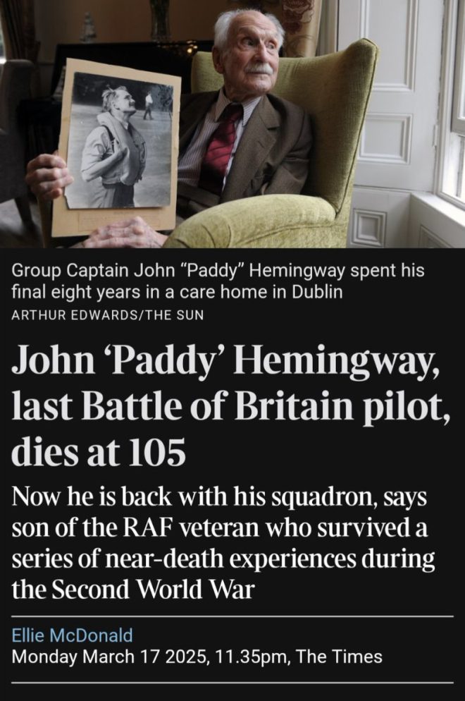Death of Last Surviving Battle of Britain Pilot, 105