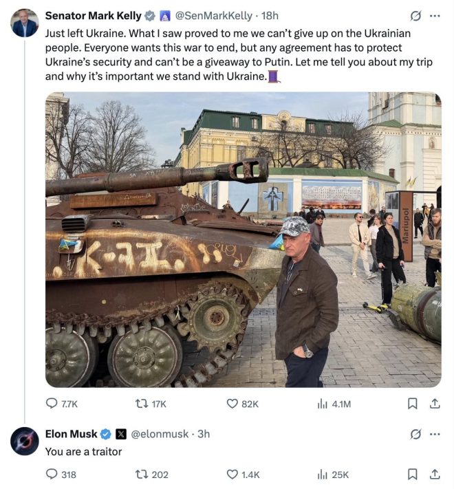 Elon Musk Calls Navy Vet Senator a 'Traitor' Over Ukraine!