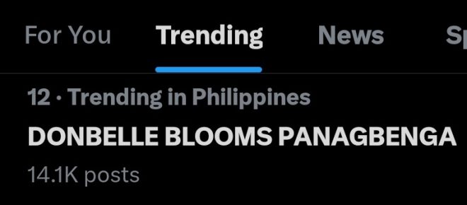 JUST IN: DonBelle's Panagbenga Stunt Sparks Outrage! Trending Top 12!  

BELLEloomingAtPanagbenga  
WonDONNYfulDayAtBaguio  
SmartPanagbengaWithDonBelle