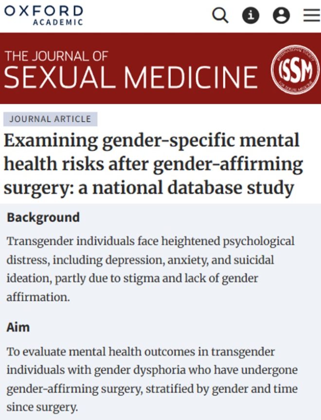 Study Reveals Alarming Mental Health Risks Post Gender-Affirming Surgery