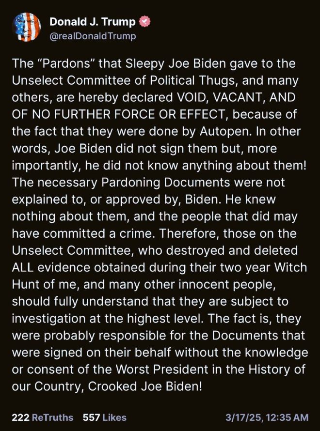 Trump Calls Biden's Pardons 'Void' Over Autopen Controversy!