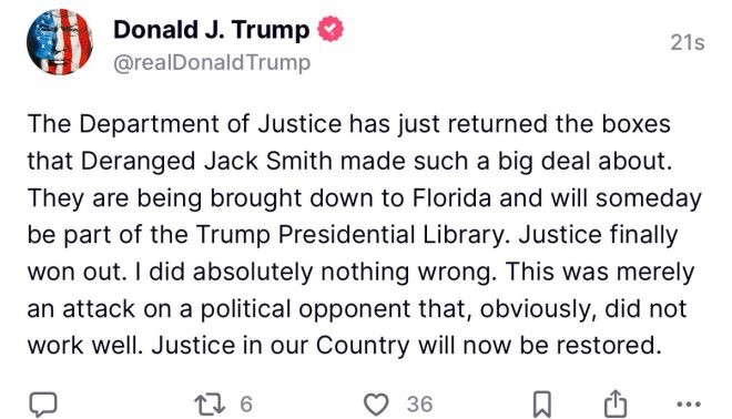 Trump Claims Victory: "Corrupt Jack Smith Returns My Boxes!"
Calls for Smith's Imprisonment Spark Outrage Nationwide!