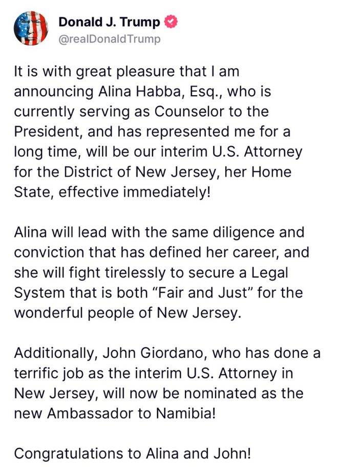 Trump Shocks Nation: Alina Habba as New Jersey's U.S. Attorney!