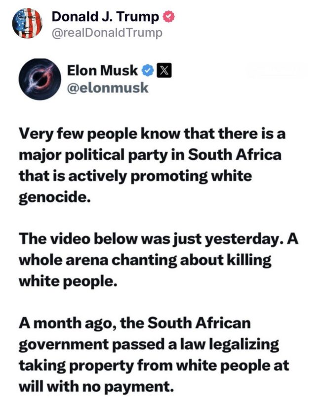 Trump Sparks Outrage by Sharing Musk's Controversial South Africa Post!