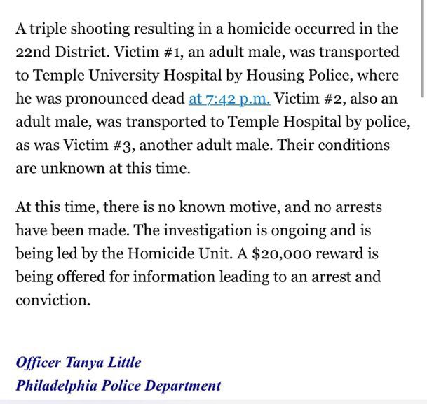 BREAKING: Triple Shooting Near Temple U - 1 Dead, 2 Wounded!