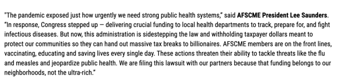 Breaking: AFSCME Sues to Halt Budget Cuts Threatening Public Health