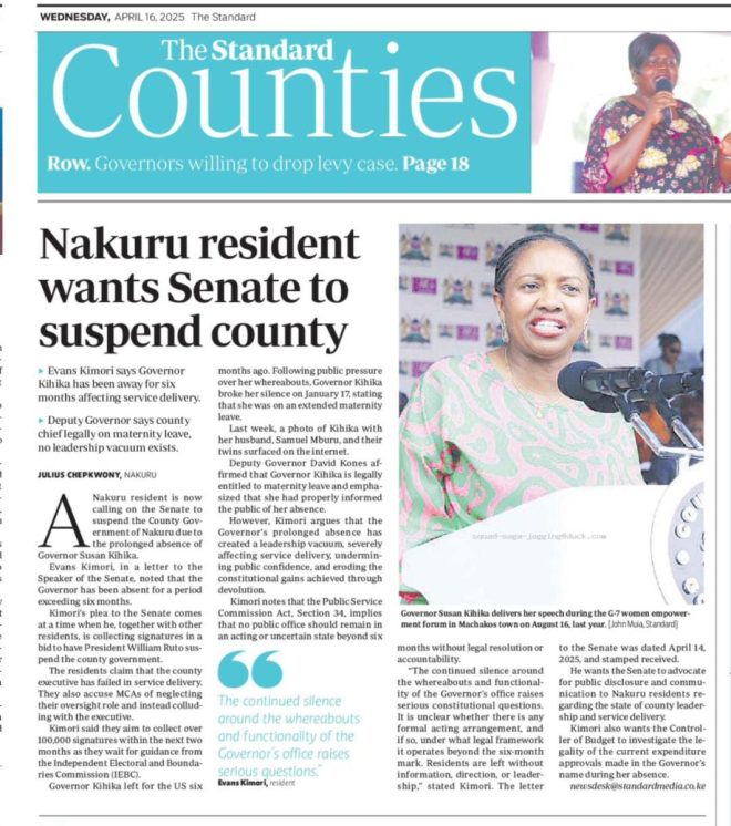 Breaking: Nakuru Residents Demand Suspension of County Government!