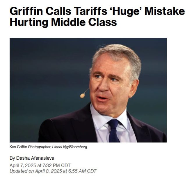 JUST IN🚨 Ken Griffin Blames Trump’s Tariffs for Middle Class Woes!