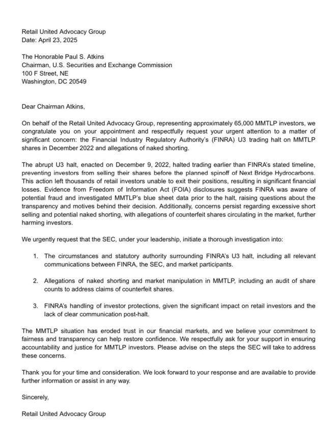 Retail Group Demands SEC Action on Naked Short Selling Scandal!