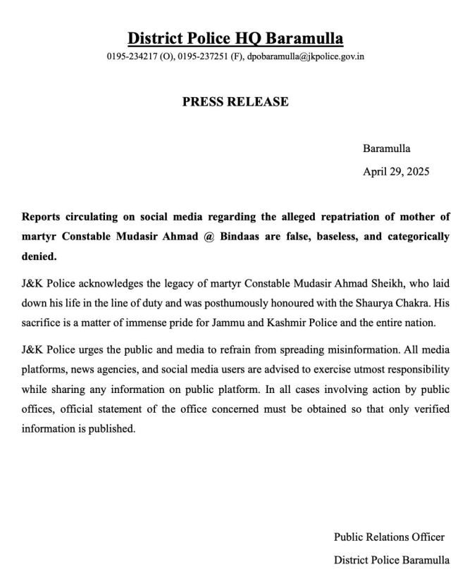Shocking Claims of Repatriation of Martyr's Mother Denied!