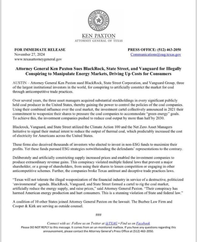 Texas Takes On BlackRock & Vanguard in Explosive Energy Lawsuit!