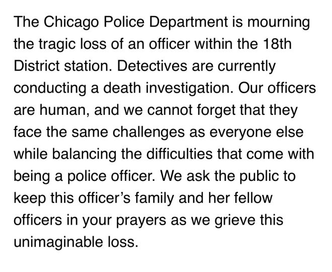 Tragic Death of Officer at 18th District Station Confirmed
Deepest condolences to her family, friends, and colleagues