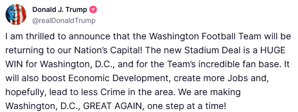 🚨 Trump Declares NFL Return to D.C.: Jobs, Crime, Controversy!