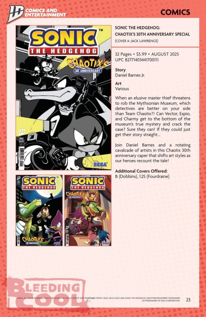 30 Years of Sonic: Controversial Secrets Revealed in Chaotix! — Sonic the Hedgehog comics, Chaotix anniversary collectibles, IDW Publishing releases 2025