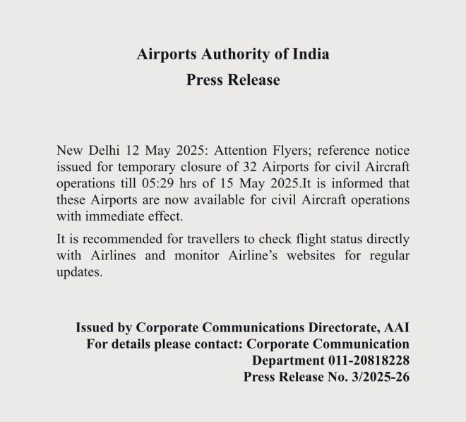 BREAKING ⚠️ 32 Airports Reopen Amidst Tensions: Risky Move!