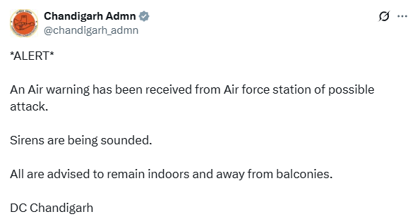 🚨 BREAKING: Drone Attack Alert in Chandigarh - Stay Indoors!