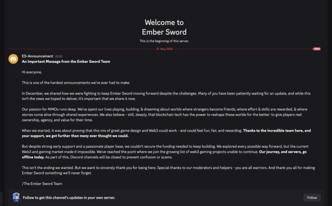 BREAKING 🚨 Ember Sword Shuts Down: Funding Crisis or Market Trap? — Crypto game news, NFT gaming crisis, Ember Sword shutdown