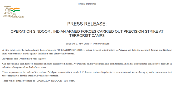 BREAKING: India Launches Operation Sindoor, Targets Pakistan!