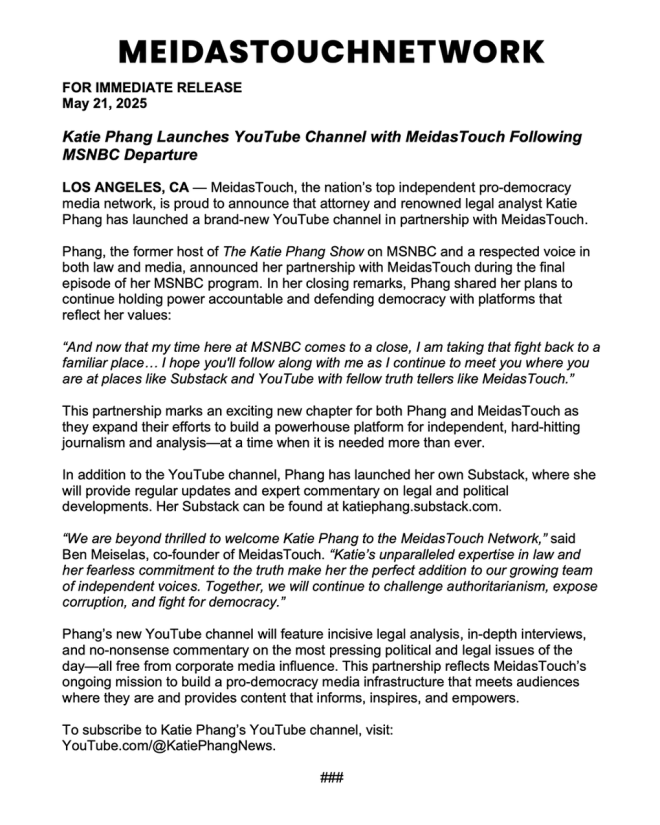 BREAKING: Katie Phang's New Channel Sparks Debate on Democracy! — pro-democracy news network, legal analysis YouTube channel, independent media partnership