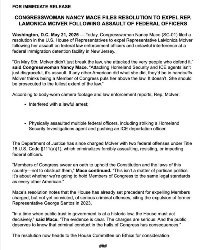 BREAKING: Mace Moves to Expel McIver After Shocking Assault! — Expulsion of Congress Members, Assault Charges Against Lawmakers, Political Accountability in 2025