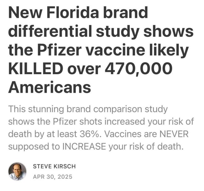 🚨 BREAKING: Pfizer Shot Linked to Higher Death Risk in Florida Adults!