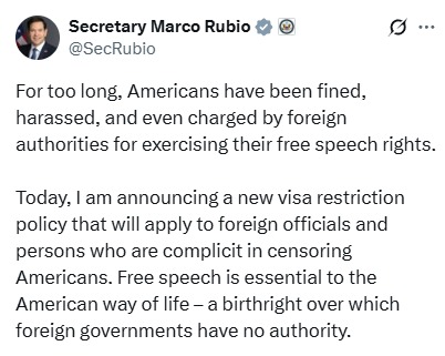 BREAKING: Rubio's Bold Visa Ban Targets Censorship of Americans! —  foreign officials visa ban, social media censorship policy 2025, American citizens digital rights