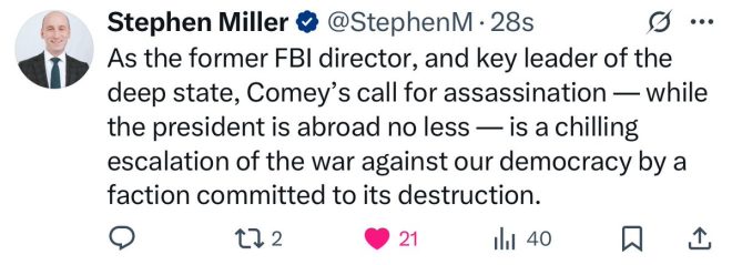 BREAKING 🚨 Stephen Miller Accuses Comey of Trump Assassination Call!